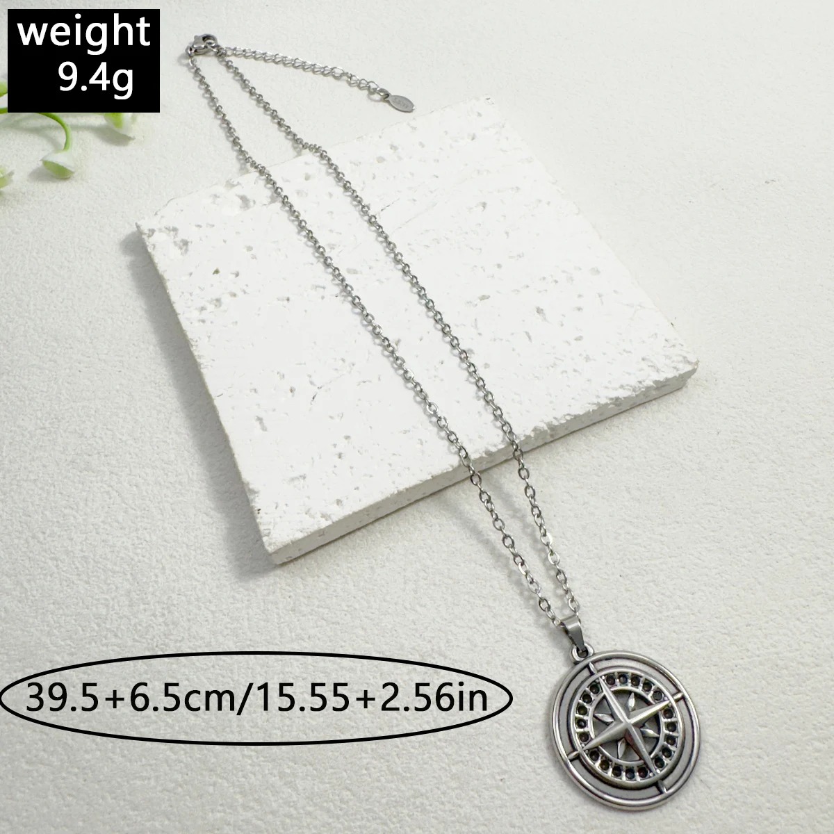 Tocona Personalized Stainless Steel Compass Pendant Necklace Niche Exaggerated Chain Women's Daily Resort Jewelry Accessories