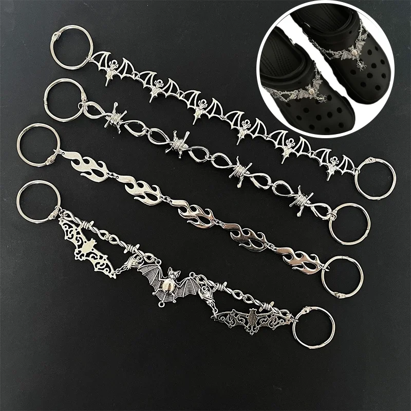 1PC Metal Chain Charms Designer Garden Shoe Decoration Gothic Punk DIY Hollow Out Shoe Decoration Women Sandals Accessories