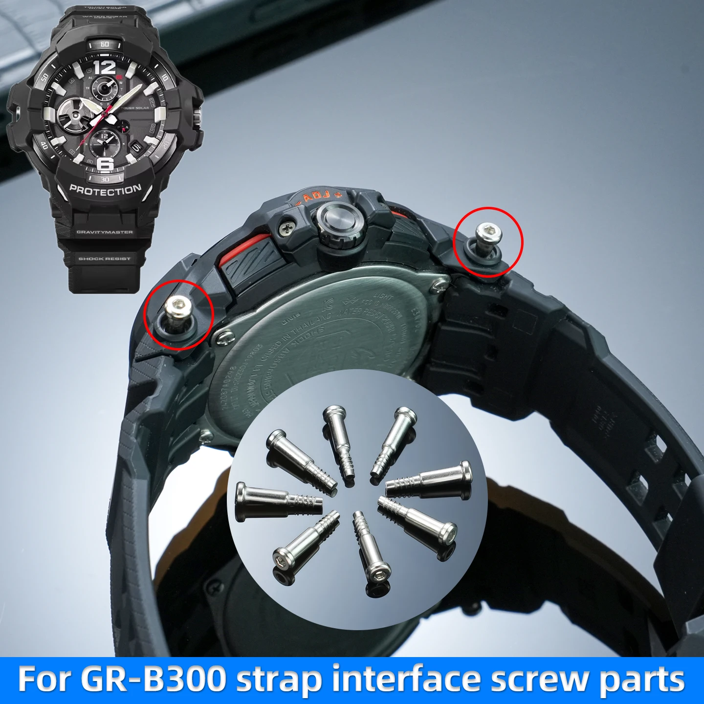 GR-B300 watch Accessories Steel watchband Screw Connecting Rod +Tool For G-SHOCK Casio GR-B300 Series Watch parts