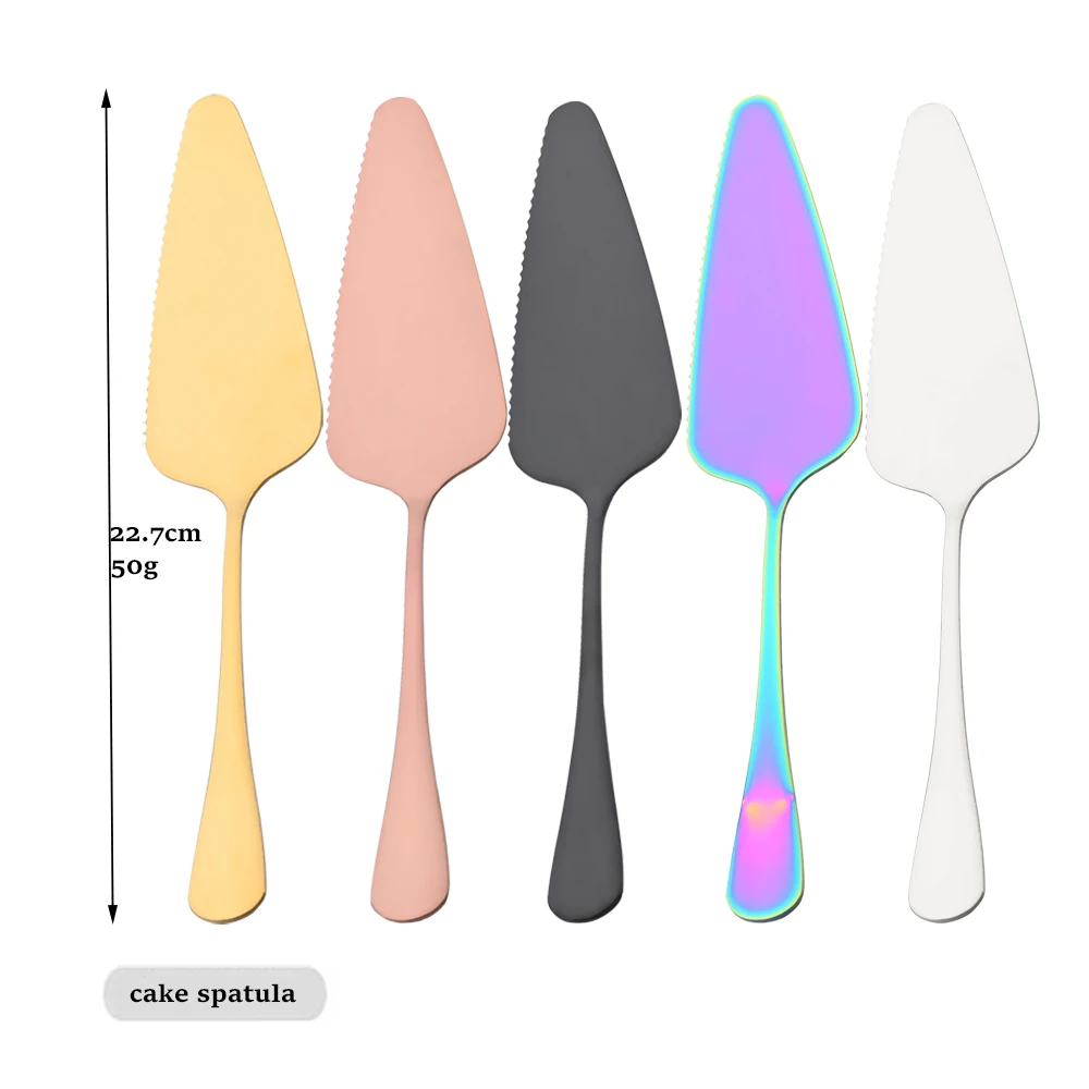 Drmfiy Colorful Dinnerware Set Stainless Steel Cutlery Cake Shovel Knife Pizza Cheese Cake Cake Spatula Baking Accessories Tools