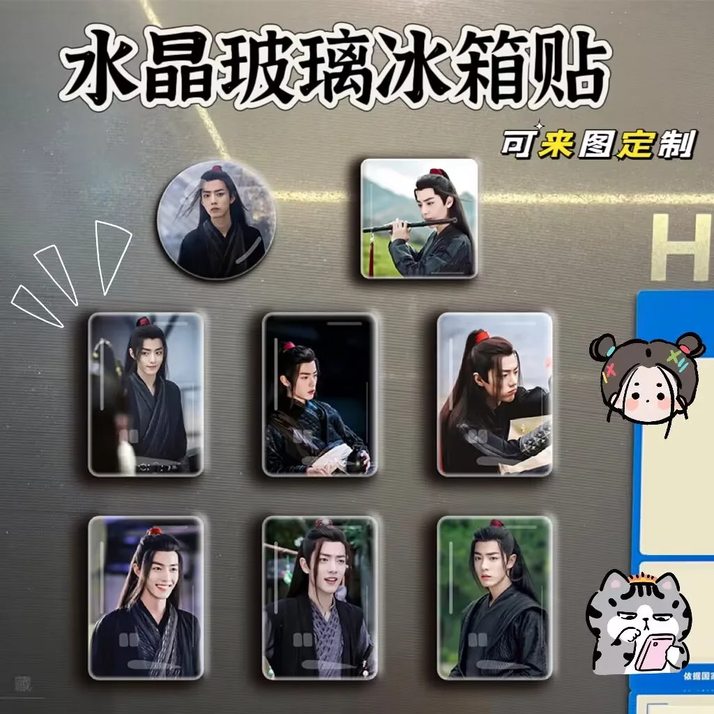 

Наклейки на холодильник Chen Qingling Xiao Zhan, магнитные наклейки из хрустального стекла, сувениры со звездами, подарки на день рождения, декоративные наклейки