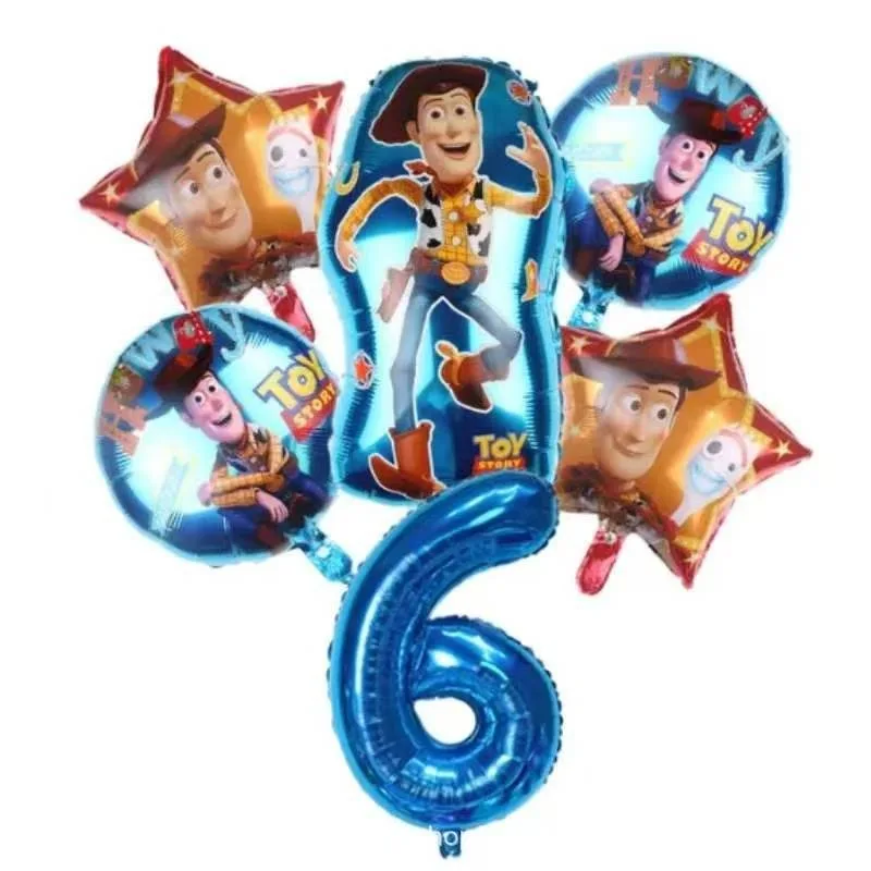 

Happy Toy Adventure Birthday Party Balloons Woody Buzz Lightyear Decorations Sheriff Cowboy Foil Balloon Set for Kids Event