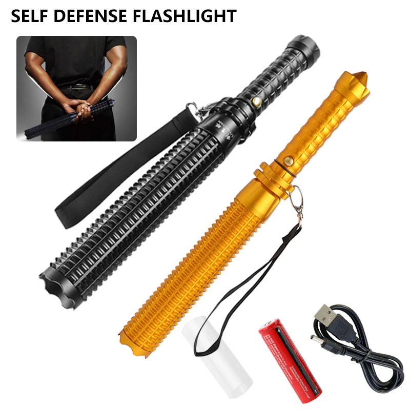 

Wolf Tooth Lamp Glare Flashlight Self Defense Waterproof For Emergency Anti Riot Equipment Rechargeable Telescopic Baton Outdoor