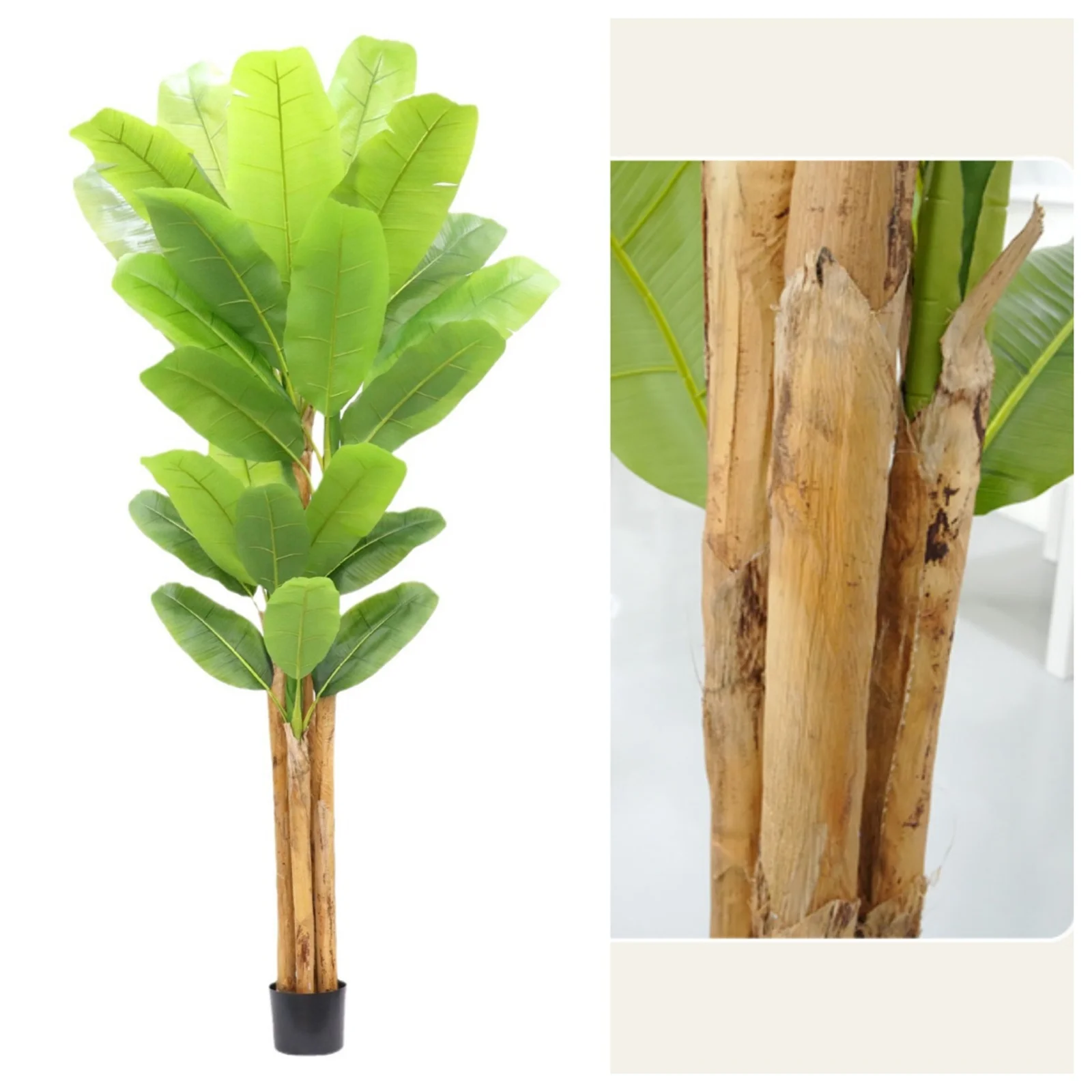 

6.2FT/6.9FT Tall Artificial Banana Tree Fake Banana Tree with 10 Large Leaves and Natural Bark Greenery Potted Plant for Home