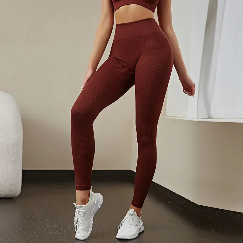 Yoga Pants Woman Gym Ribbed Push Up Leggings Women Fitness Clothing Sports Leggings Sportswear Sporty Tights Workout Clothes