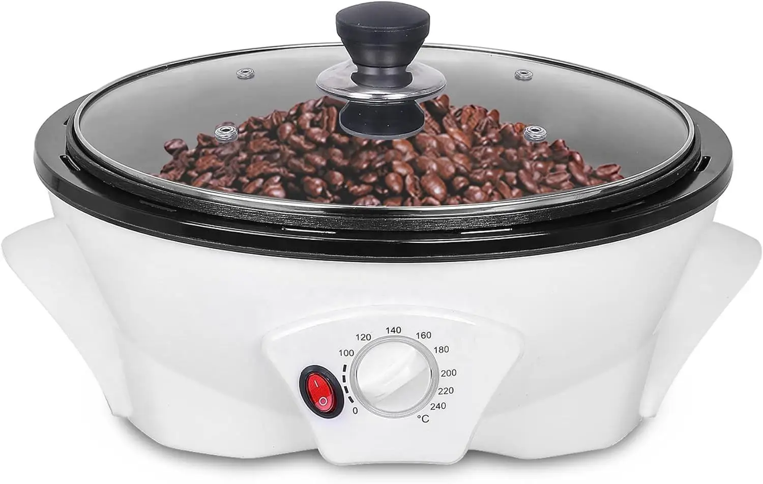 One‑Key Switch Temperature Control Electric Coffee Bean Roaster, Non‑Stick Coffee Roasting Machine for Home Coffee Baking Use