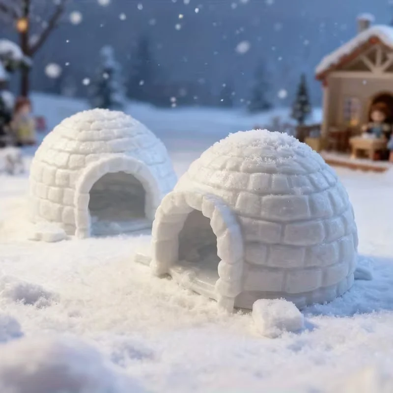 Miniature Snow House Plastic Modern Igloo Model Suitable for Holiday Decorations Christmas, Winter Scenes Tabletop Display
