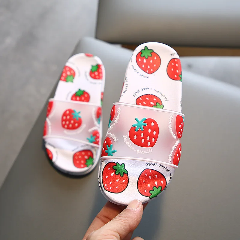 Cartoon Fruit Parent-child Slippers Summer Comfort Non-Slip Home Children Slippers Boys Girls Soft Sole Indoor Bathroom Shoes