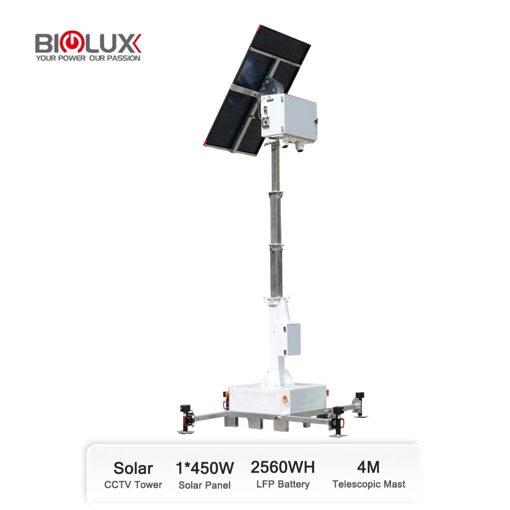 HiGUARD Off-Grid Solar Surveillance Tower 3.5m Galvanized Mast 72H Runtime Rapid Deployment Mobile CCTV System For Parking Lot