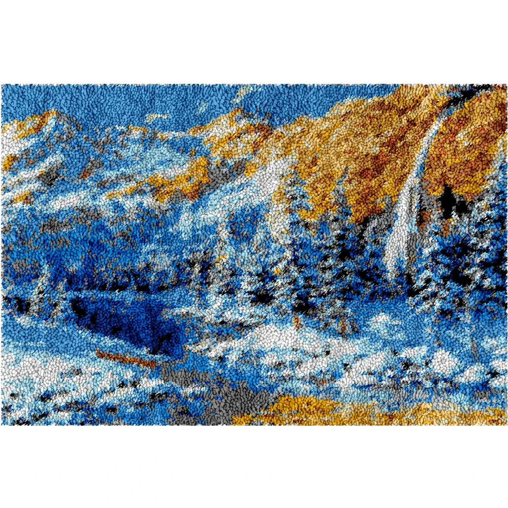 

3D Latch Hook Kits Rug with Printed Canvas Snow scenery Carpet Embroidery Tapestry Cross Stitch Kit DIY Handmade Rug Cushion