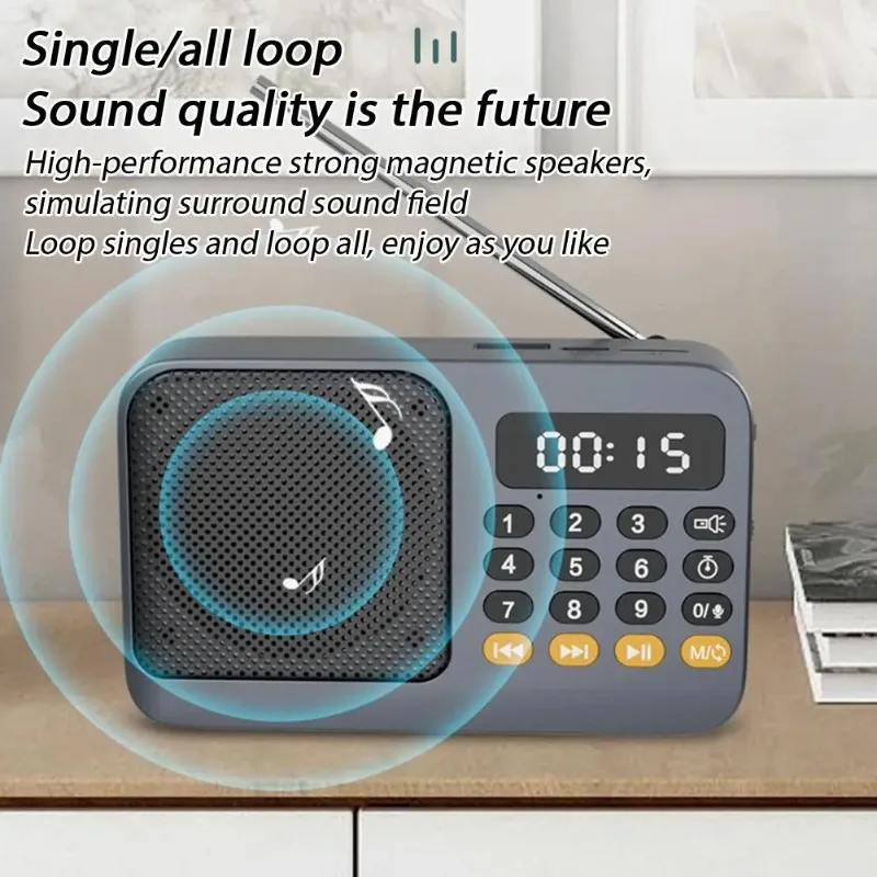 Multi-Function Elderly Radio Portable FM Tuner Bluetooth Speaker Music Player Supports TF Card SB With LED Display Radio