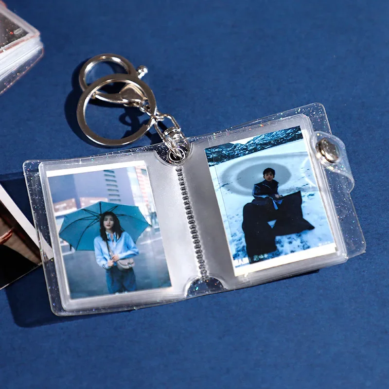 16 Mini Small Photo Album Keyring 1 2 Inch ID Instant Pictures Interstitial Storage Card Book Keychain Lover Time Memory Gift