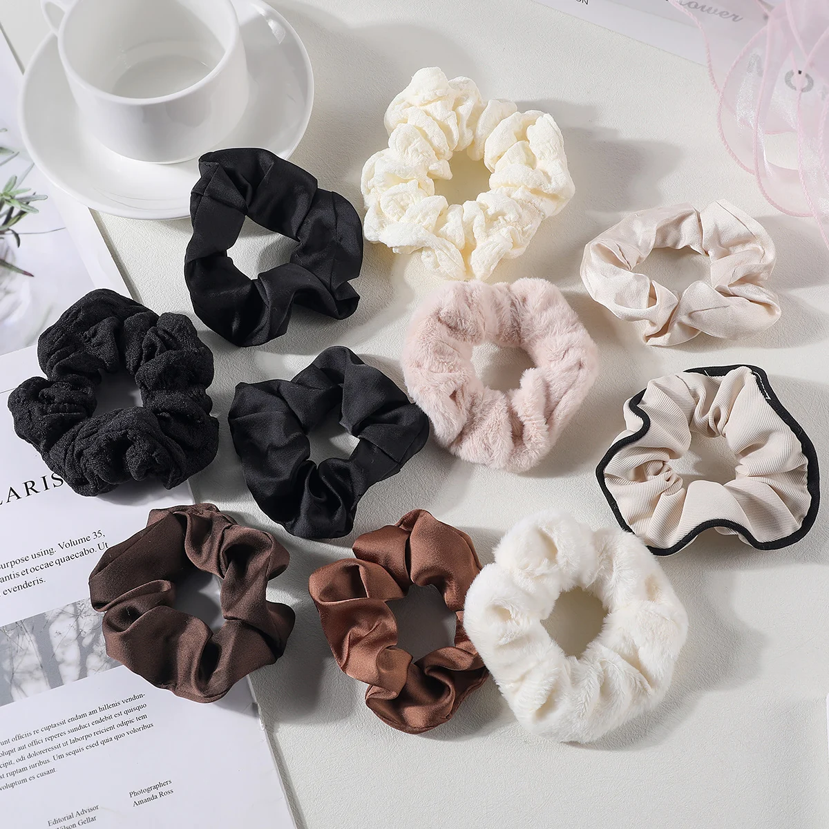 10Pcs/Set Women Hair Scrunchies Elastic Solid Color Hair Bands Girls Ponytail Holder Rubber Bands Headband Hair Accessories