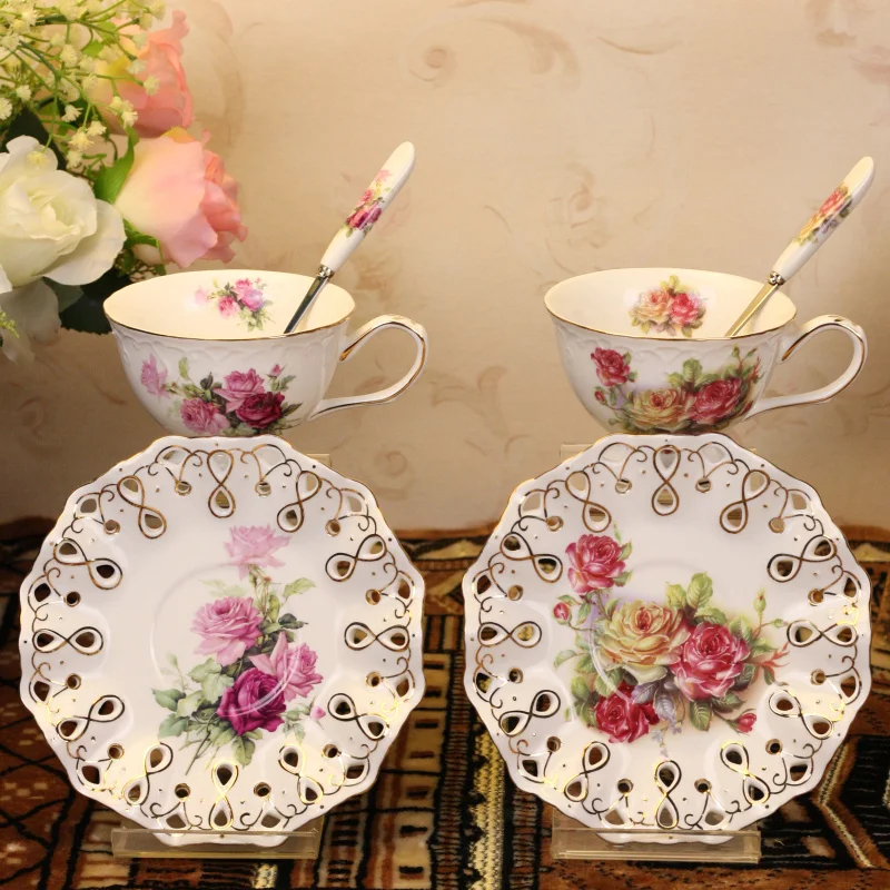 

Ontinental European Tea Set Ceramic Coffee Cup Suit British Style High-Grade Bone China Coffee Cup and Saucer with A Spoon