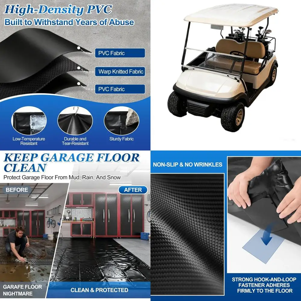 

7'x9' Heavy-Duty PVC Garage Floor Mat with Rubber Wiper Edge - Non-Slip, Waterproof Protection for Cars, SUVs, and Trucks