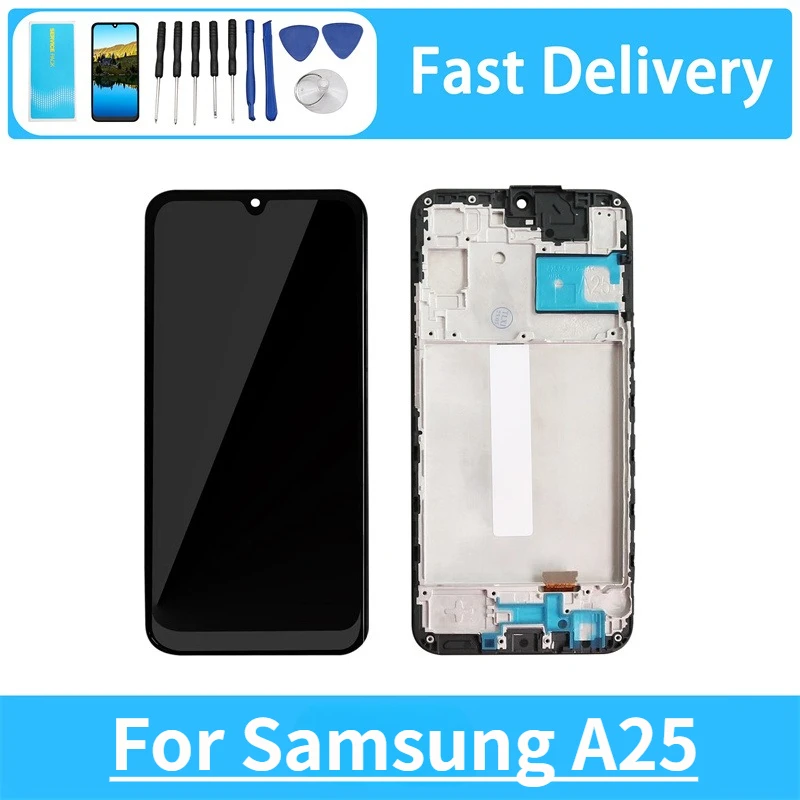TFT Screen For Samsung A25 5G SM-A256U LCD Display Touch Screen Digitizer Assembly With Frame