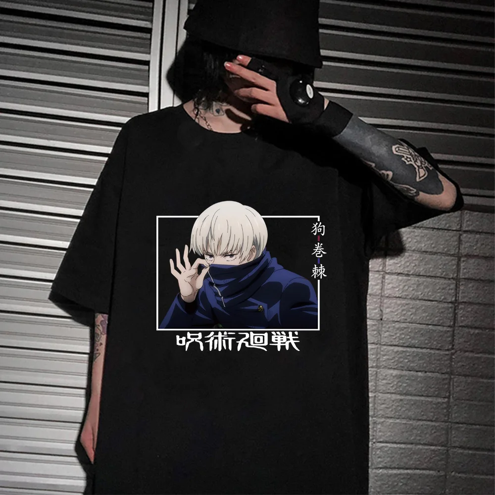 Anime Jujutsu Kaisen koszulka Inumaki Toge graficzna koszula kobiety hiphopowy sweter przyczynowy Harajuku z krótkim rękawem Tee topy kobieta