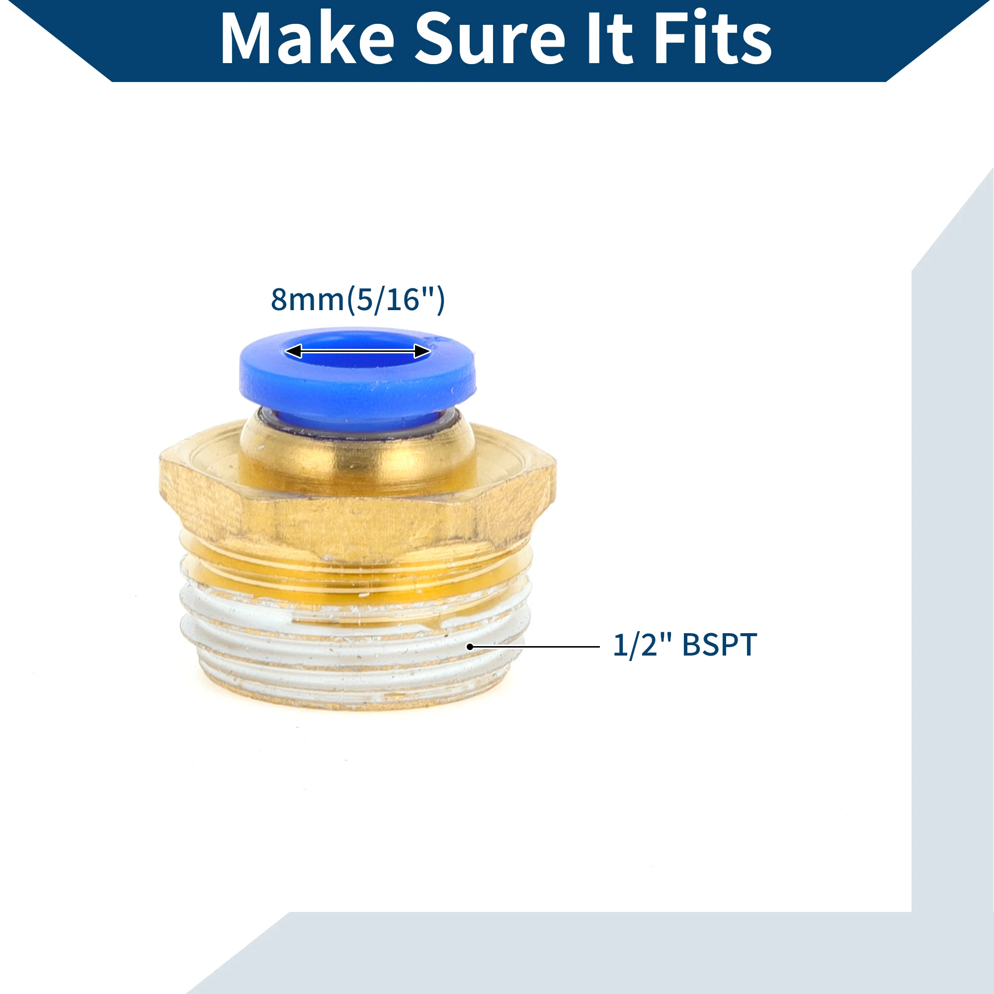 

UXCELL Push to Connect Воздушные фитинги 5/16 "наружная резьба Воздушная линия Быстрый соединитель Пластик Металл 1/2" BSPT 20 шт.