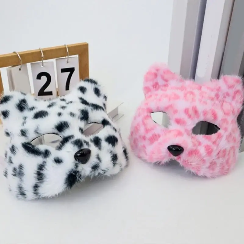 39BB Máscara media animal, máscara zorros, lobo, gatos peluche, máscara media disfraces fiesta y