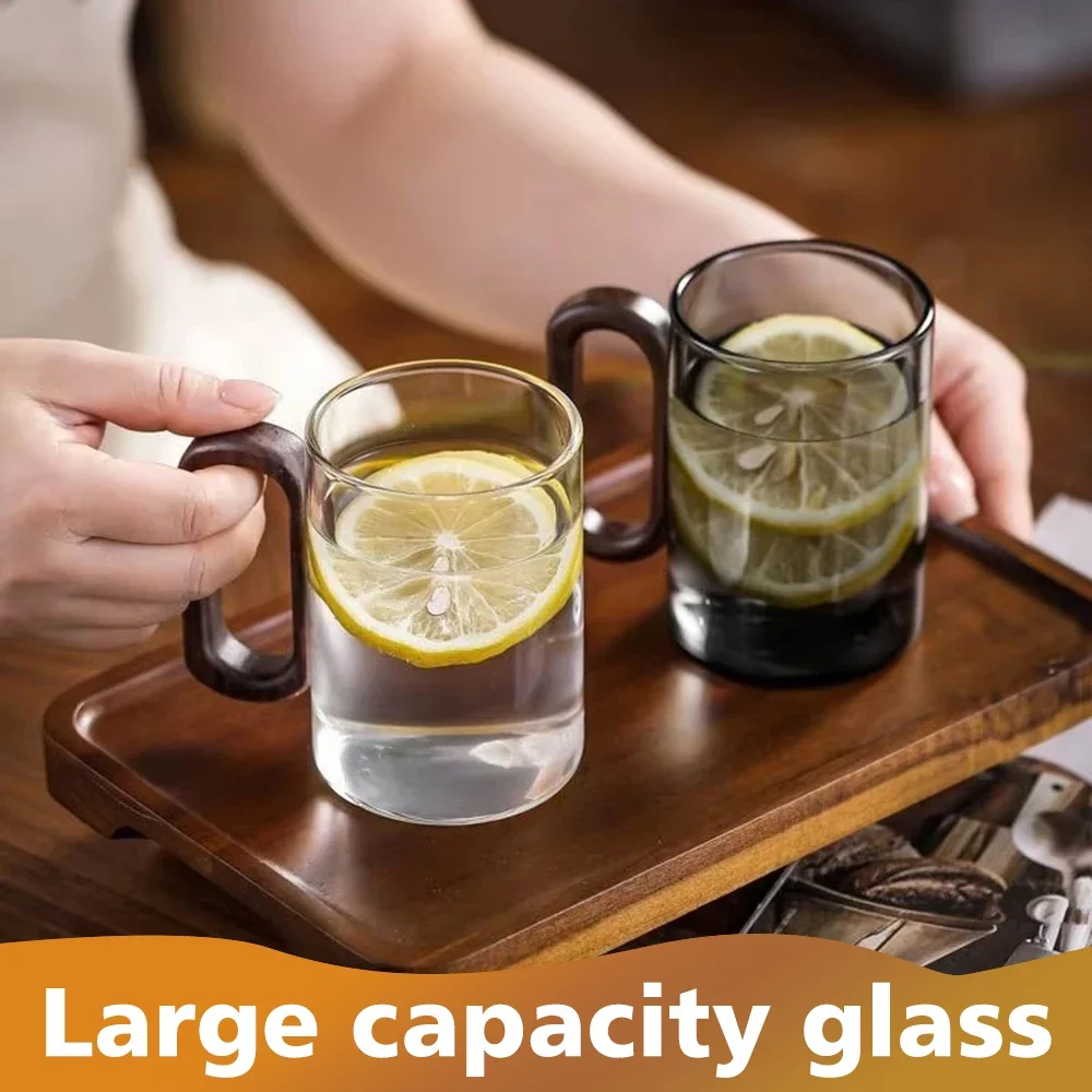 1PC Glass Cup Heat-Resistant Transparent Glass with Handle Water Cup Home Net Celebrity Ins Drinking Juice Cup Wine Glasses