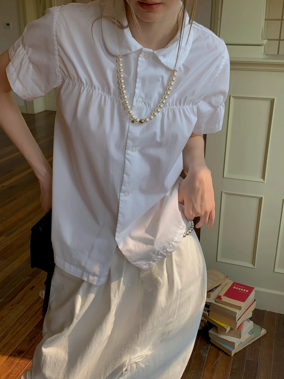 

Женская винтажная свободная блузка TZCO 2025 из чистого хлопка с воротником-стойкой и эффектом анти-возрастной коррекции, осенняя коллекция