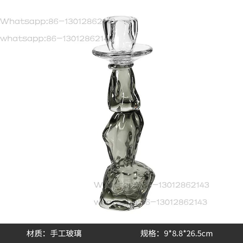 Artistic Color-Block Glass Candle Holder for Villa Living Room Coffee Table Dining Table High-End Light Luxury Decorative