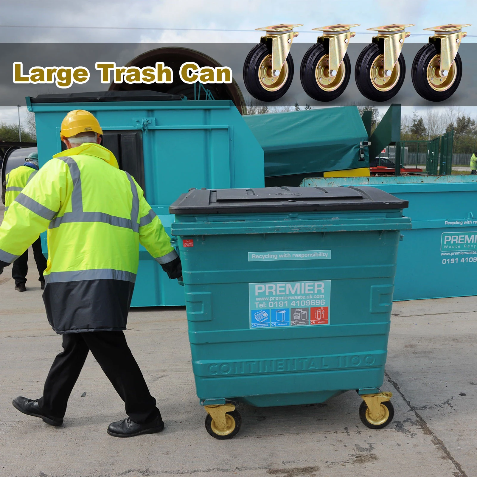 Heavy Duty Caster Wheels 8 Inch Industrial Casters 4 Pieces Castor Wheels, 360 Degrees Rotation,Castors for Cart Workbench