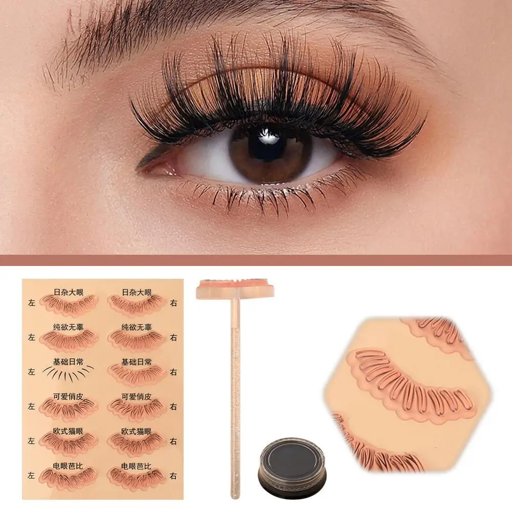 Herramienta de sellos de pestañas, plantilla de silicona reutilizable, sellos de pestañas perezosas, herramienta de maquillaje de ojos, extensiones de pestañas inferiores DIY, aspecto Natural