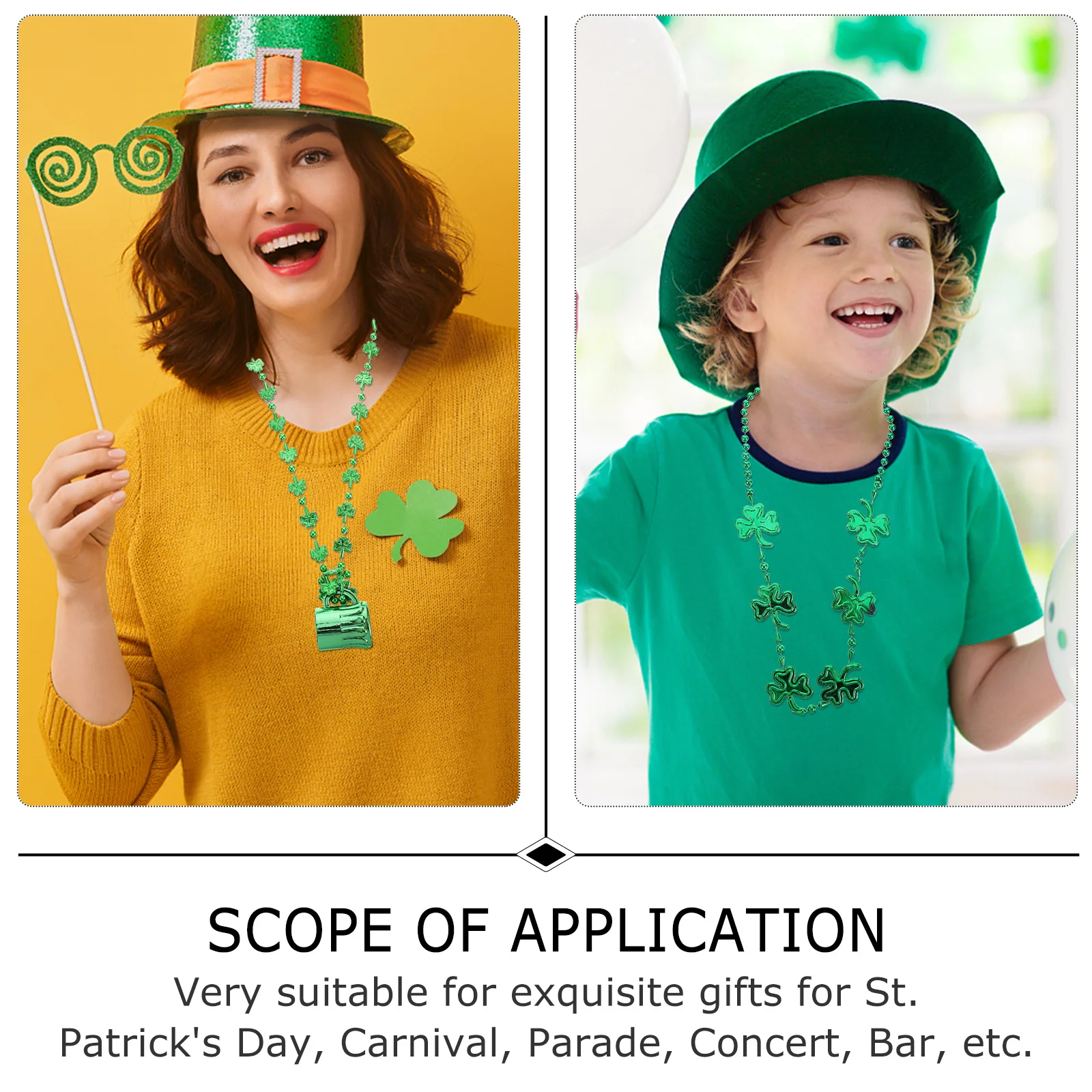 3 шт., ожерелье на день Святого Патрика, зеленая цепочка с трилистником, пивная кружка, кулон, унисекс, вечерние аксессуары для фестиваля Ирландии