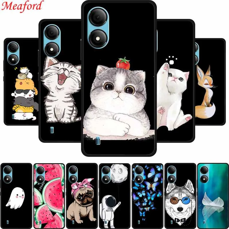 Funda For ZTE Blade A33S Case Cute Cartoon Cat Black Silicone Soft Phone Case For ZTE A33S Back Cover Case A 33 s 33s Coque Capa