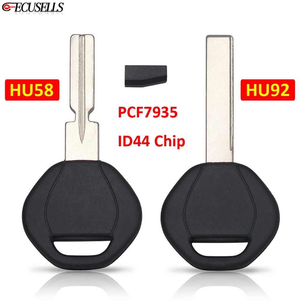 Ecusells Transponder Car Key Shell Case PCF7935 ID44 Chip For BMW 3 5 6 Series X3 X5 Z4 Z8 for E36 E34 E38 E39 HU92 / HU58 Blade