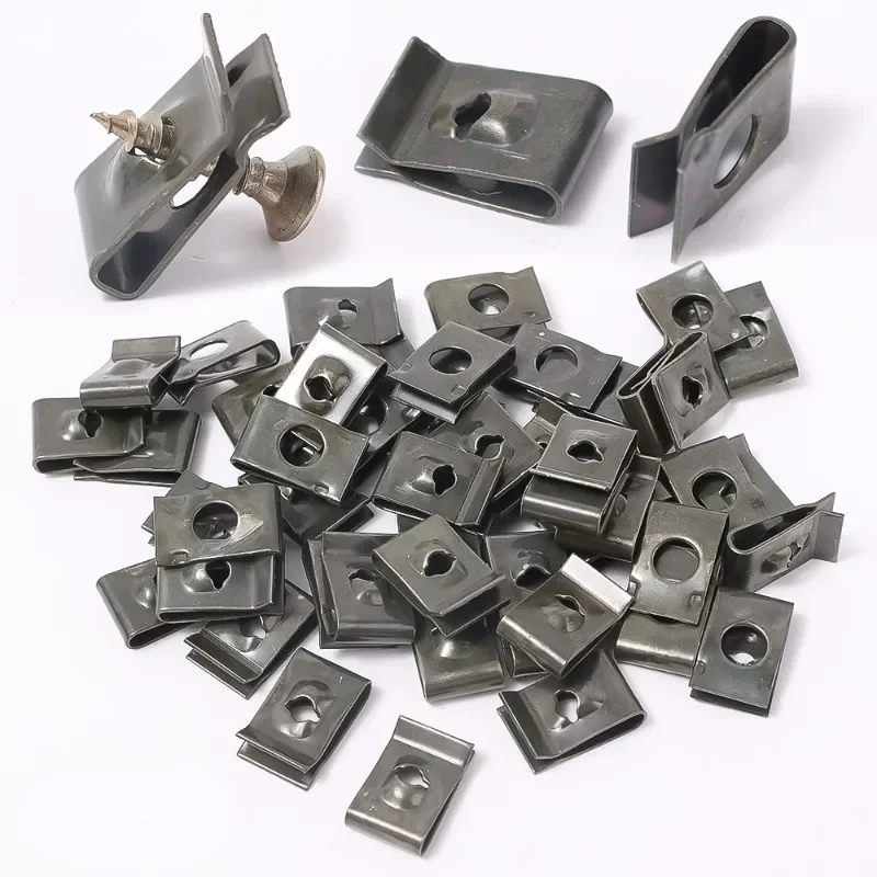 10-100PCS Car Metal U-Type Clips Screw Fastener Clips Anti-rust Protection Clip Screw Buckle Iron Sheet Accessories