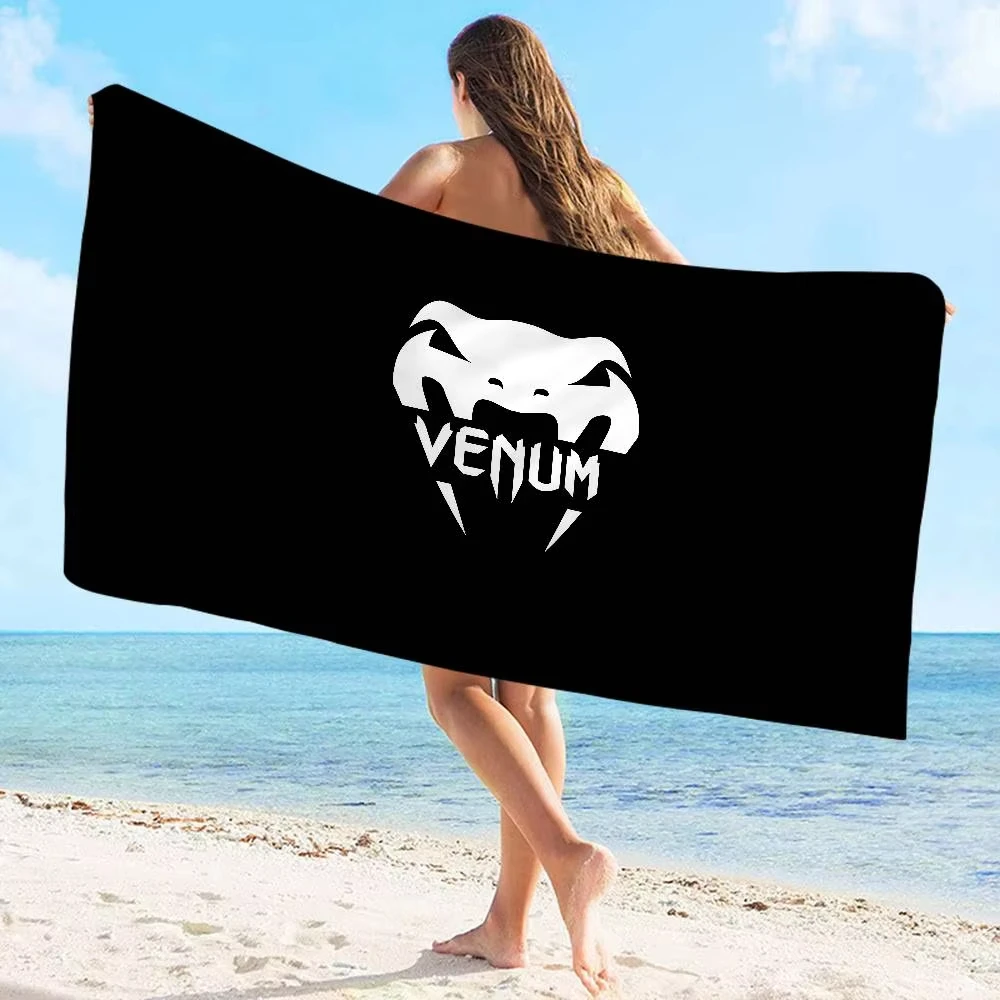 Toalha de Praia de Microfibra com Estampa de Veneno de Cobra V-Venum, Toalha Macia e Absorvente para Escalada, Yoga, Praia, Natação e Corrida