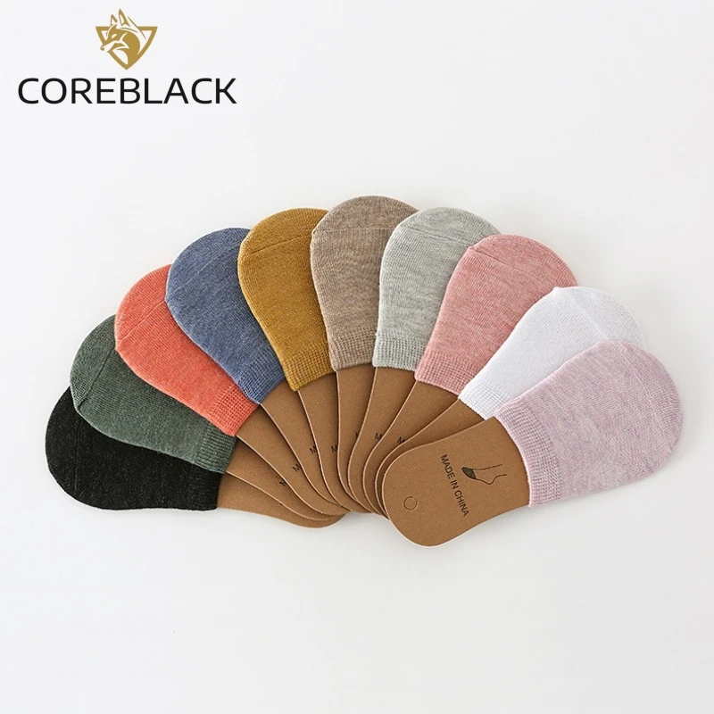 10 Pairs Invisible Socks Half Palm Boat Socks Cotton Sweat-absorbing Non-slip Women Socks Plain Color