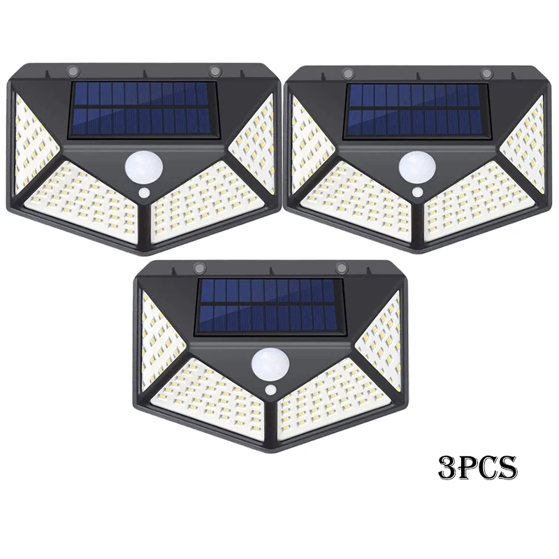 1-12 stuks zonne-verlichting buiten 100 LED wandlamp bewegingssensor verlichting waterdichte zonne-straatverlichting voor tuin veranda tuin garage - afbeelding 1