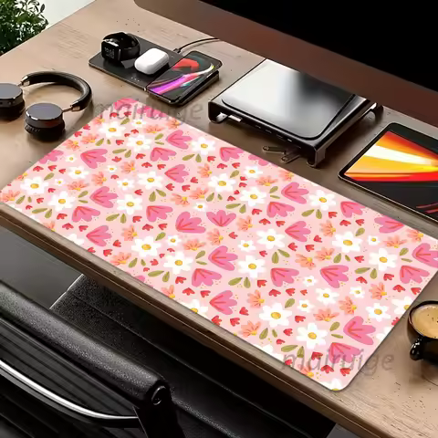 Little Daisy Pink Mouse Pad Large Computer Office Game Table Mat XXL Rubber Anti-slip Gaming Keyboard Mousepad Long Desk Pads