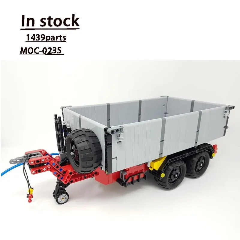 MOC-0235Small Three-Axle Dump Trailer Building Block Model, 1439Parts, Creative Boys' Children's Birthday and Christmas Toy Gift