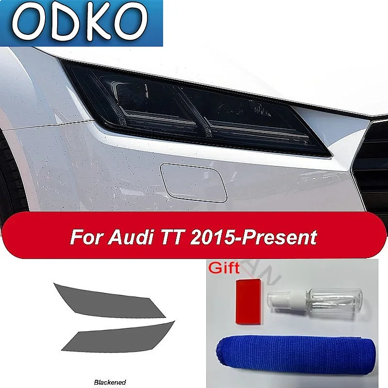 2 Pcs Car Headlight Protective Film TPU Sticker Headlamp Transparent Black For Audi TT TTS TTRS MK3 8S 2015-Present Accessories view 5