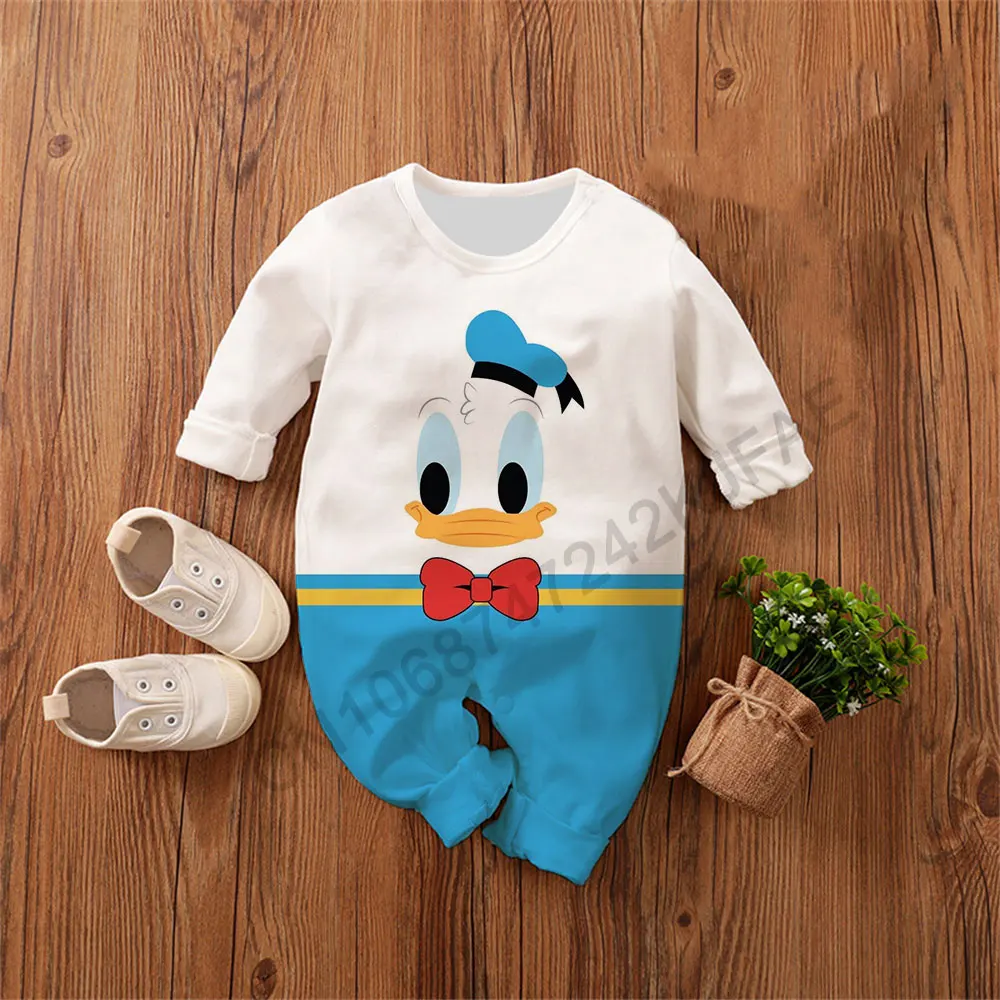 Donald Duck Baby Romper 0-4 Years Spring Autumn Boy Girl Babies Jumpsuit 2024 New Cartoon Anime Newborn Climbing Clothes