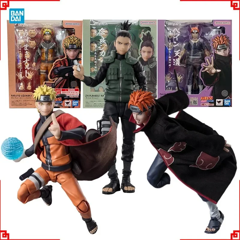 Bandai Naruto Action Figure SHF Naruto Sage Savior Pain Tendo Shikamaru Nara Anime Figures High Poseability Toys For Boys Gift