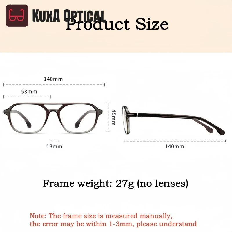 

Очки XUKA Fashion Trend Pilot F32203: Мужские и женские, с двойной оправой из TR90 и ацетата, блокирующие синий свет, в стиле ретро