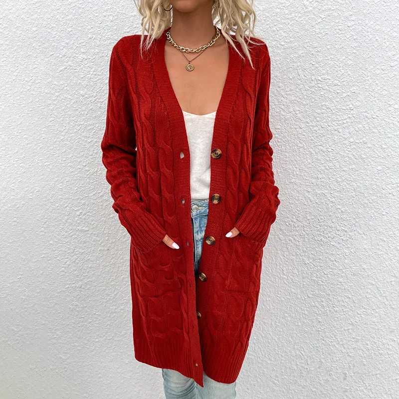 Women Casual Loose Cardigans Sweater Long Sleeve Knitted Coats Female Long Tops Women Streetwear Knitwear Outerwear Sweater Coat