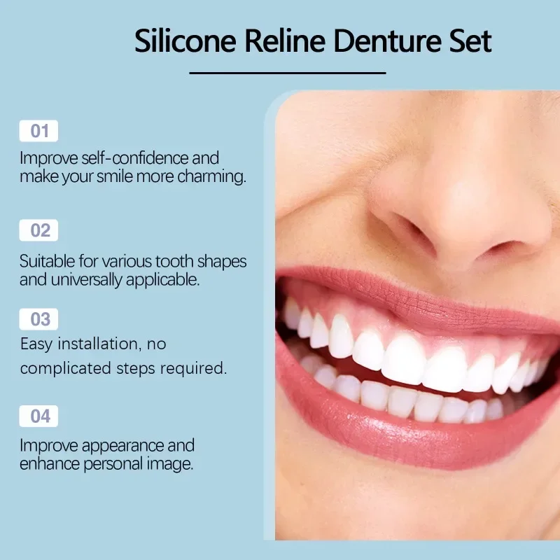 1 مجموعة سيليكون Reline طقم تعديل الأسنان مريح صالح المؤقتة تقويم الأسنان أطقم الأسنان وهمية الأسنان نظافة الفم الرعاية