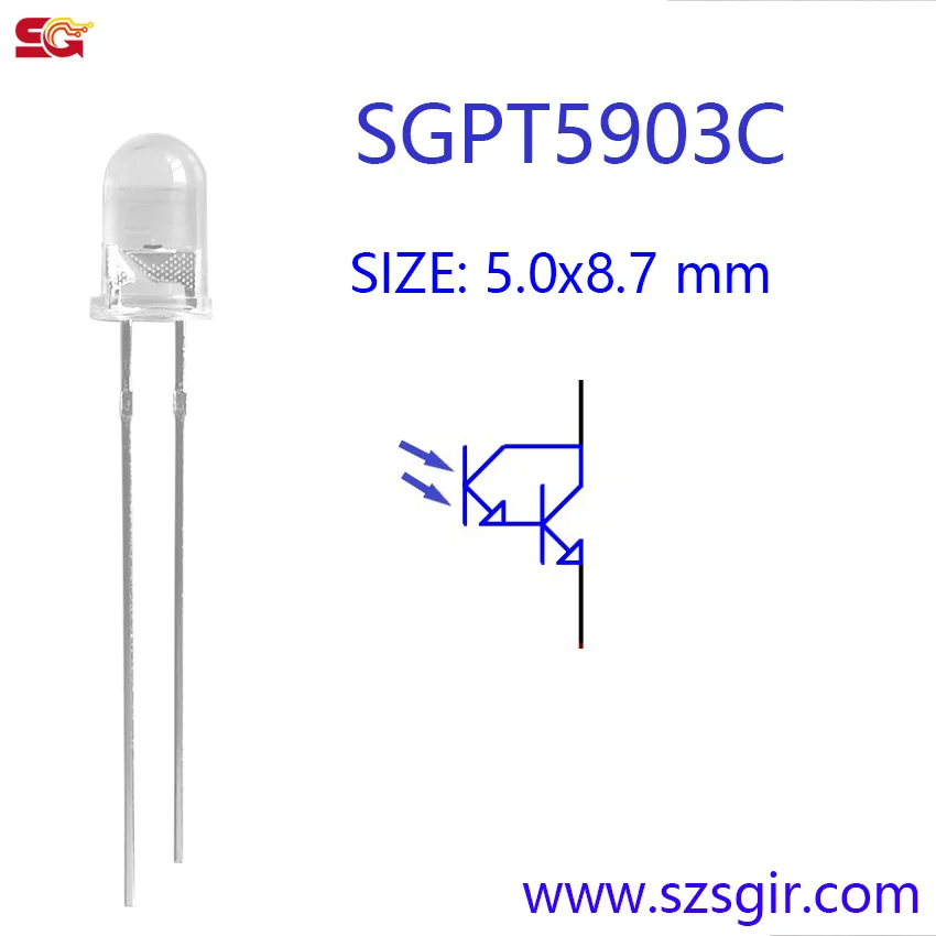 20 PCS, 5mm DARLINGTON Phototransistor, SGPT5903C, Photosensor,Photosensitive receiving transistor