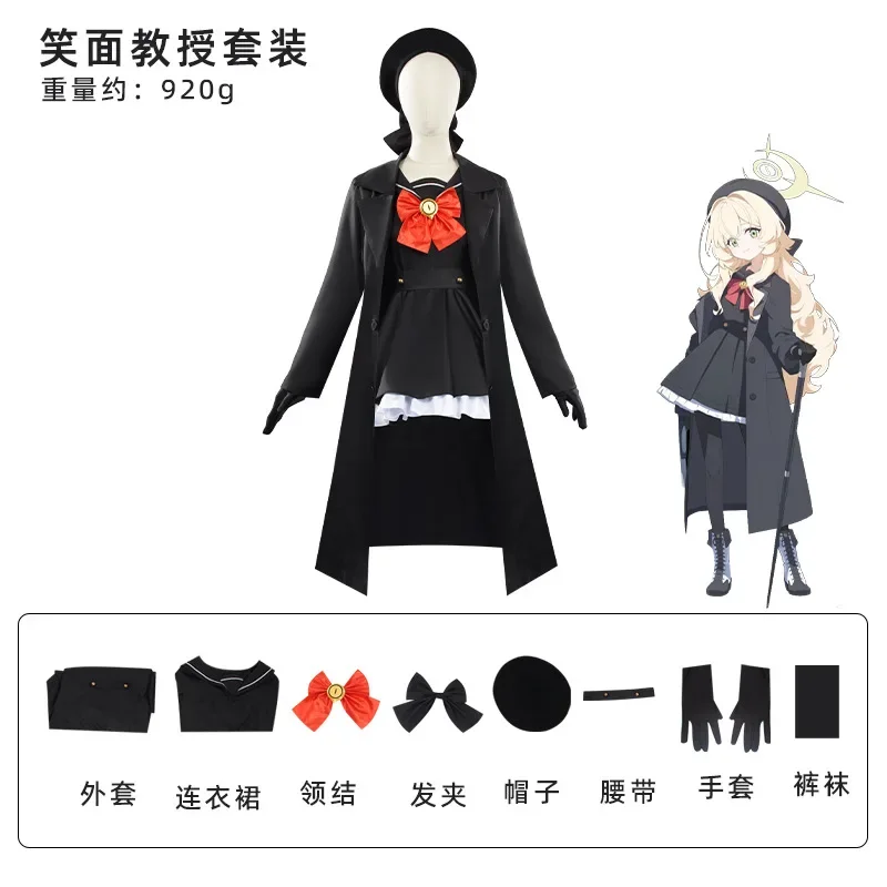 女性のための青いコスプレ衣装,制服,ドレス,コート,帽子,かつらセット,ハロウィーンパーティーの衣装,Niyaniya教授