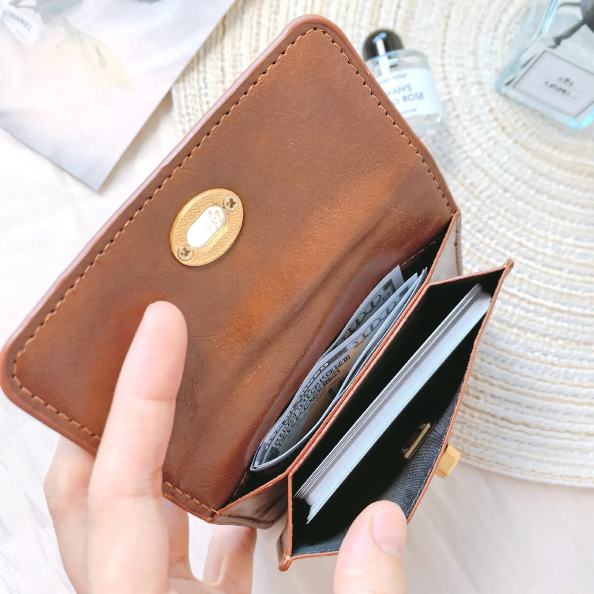 กระเป๋าใส่เหรียญ PU สไตล์วินเทจ, กระเป๋าสตางค์ขนาดเล็ก, กระเป๋าใส่เหรียญขนาดเล็กพร้อมที่ใส่การ์ด, เครื่องประดับแฟชั่นสตรี, กระเป๋าใส่บัตรขนาดเล็ก