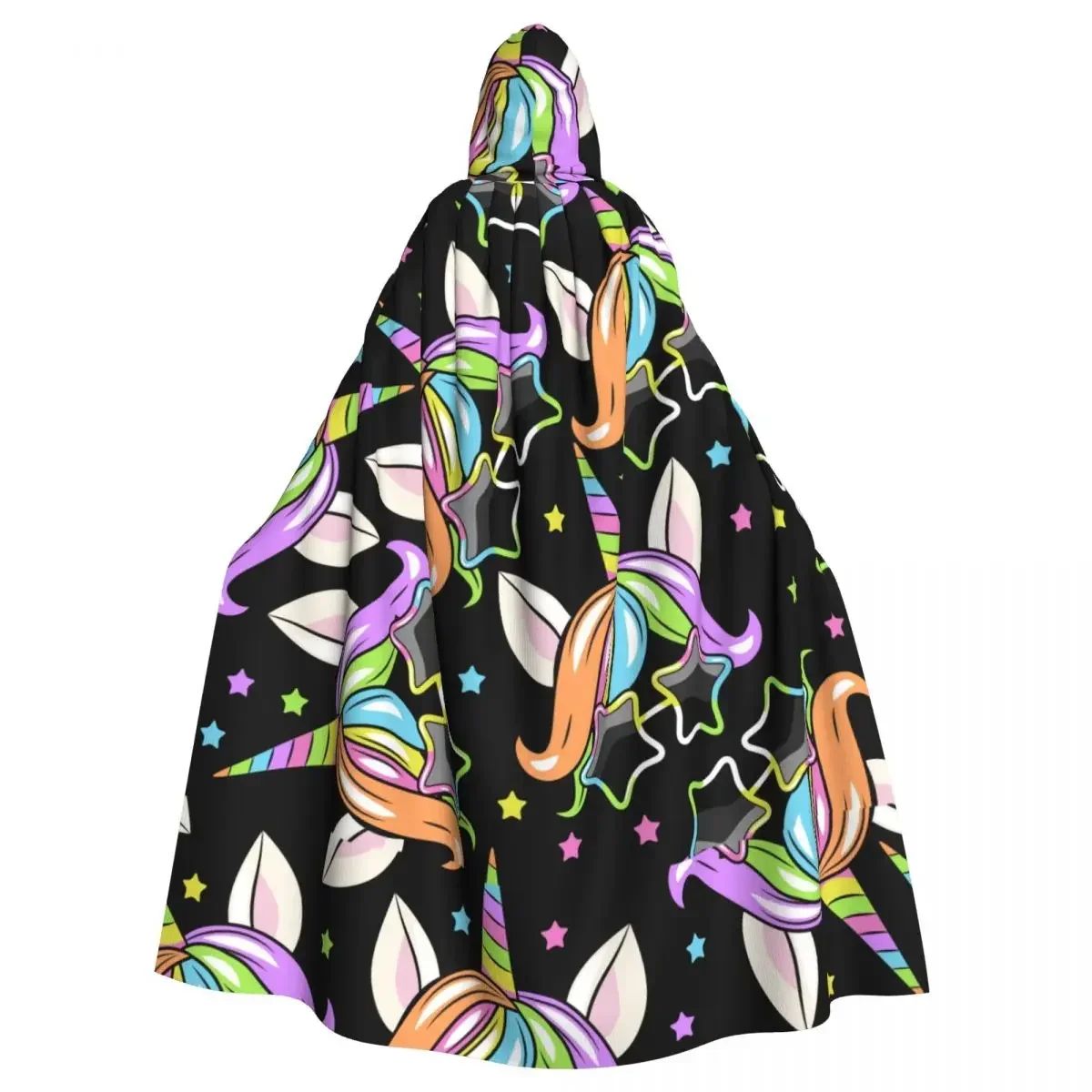 

Adult Cloak Cape Hooded Colorful Unicorn Head Medieval Costume Witch Wicca Vampire Elf Purim Carnival Party