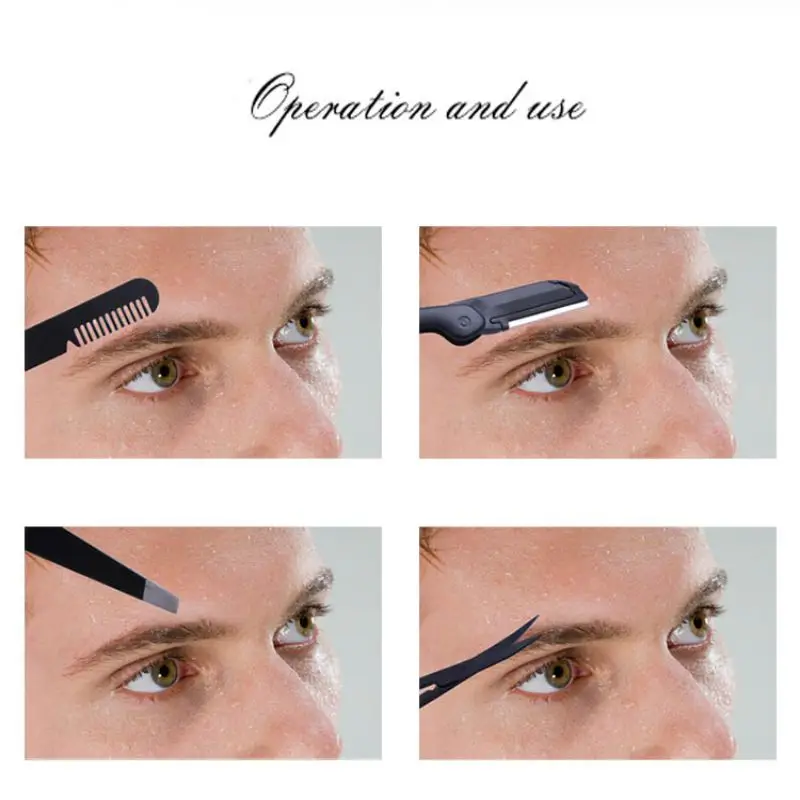 3 Pcs Eyebrow Tweezers Razor Scissors Professional Eyebrow Grooming Kit Stainless Steel Eyebrow Trimmer