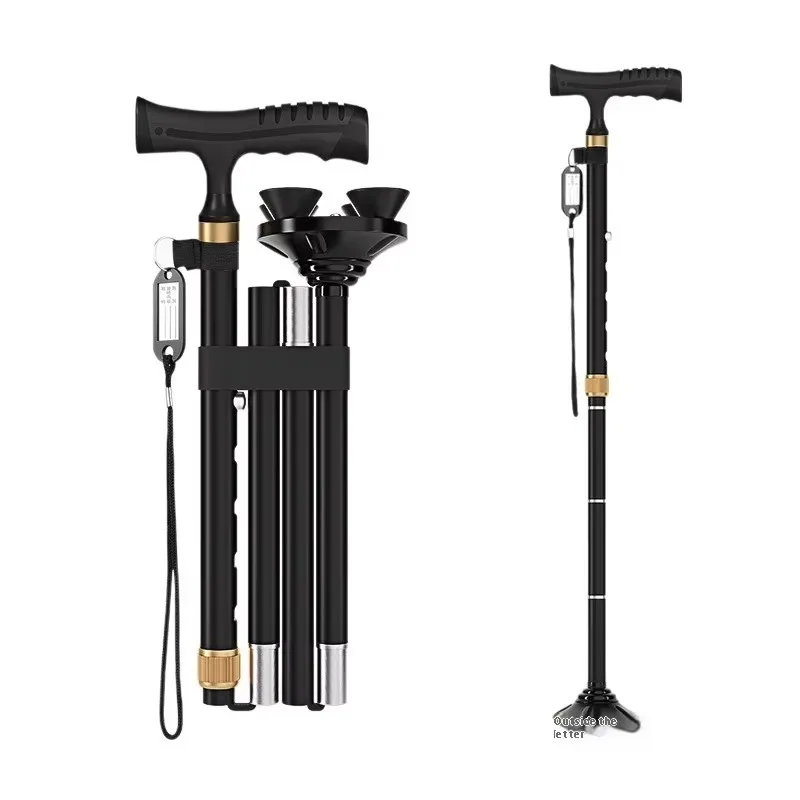 

Портативные складные костыли из алюминиевого сплава, трости для пожилых людей, телескопические трости двойного назначения, вращающаяся на одну ногу, клейкая резиновая ручка