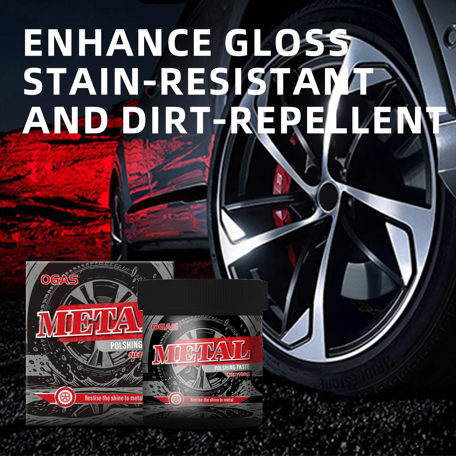 Metal Polishing Paste 100g, Metal Rust Remover Cream, Restore Shine for Alloy Wheel, Exhaust Pipe, Stainless Steel & Hardware